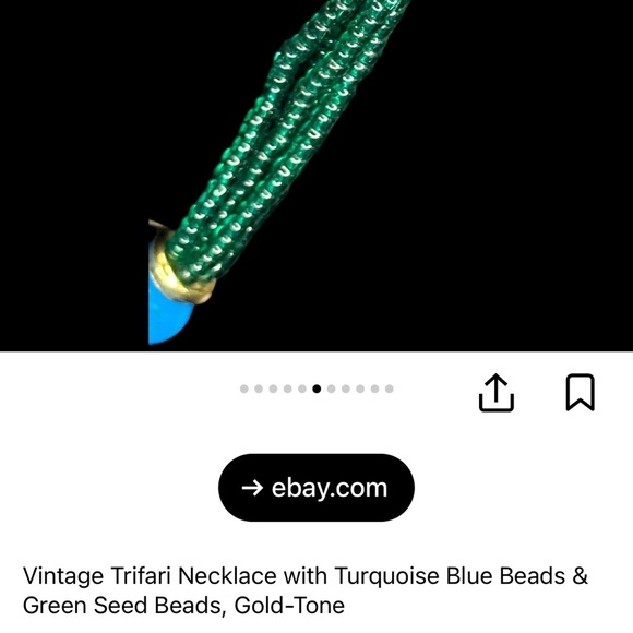 Trifari Vintage Blue and Green Beaded Necklace - Picture 6 of 6